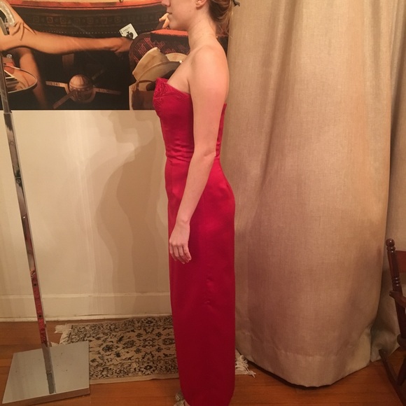 Red Strapless Dress - Picture 2 of 6